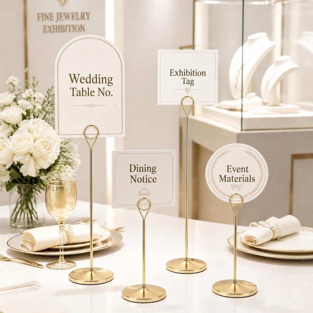 Table Number Gold - Taşınabilir Metal Masa Numarası Tutucu Geniş